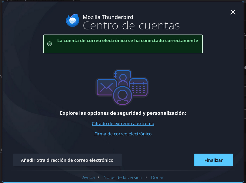 El nuevo diseño de la gestión de cuentas de Thunderbird