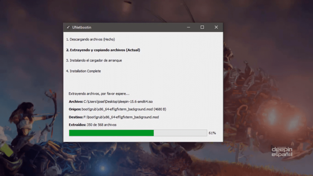botear usb para instalación con unetbootin