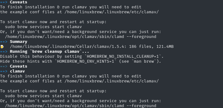 Ejemplo de instalación de ClamAV en Homebew