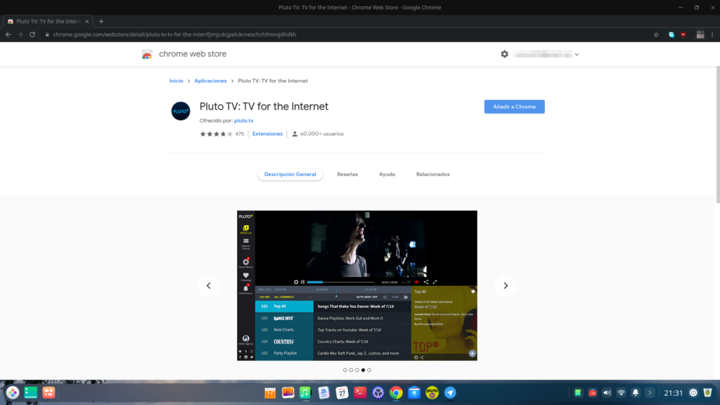Pluto TV - Extensión para Google Chrome