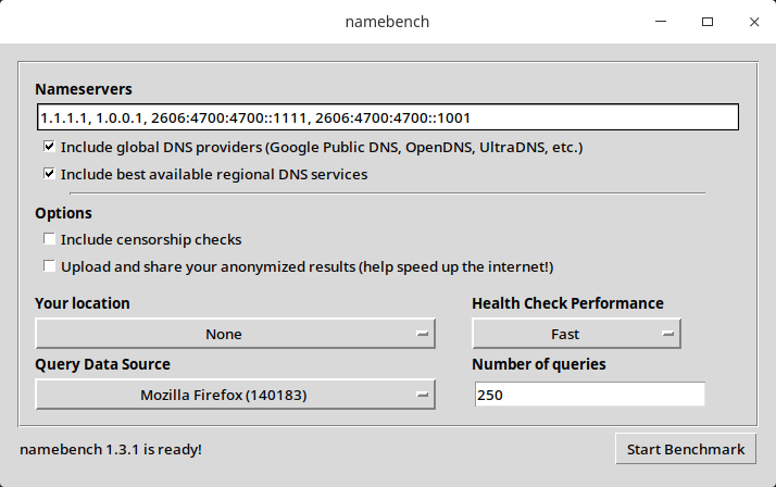 Namebench, programa para pruebas DNS