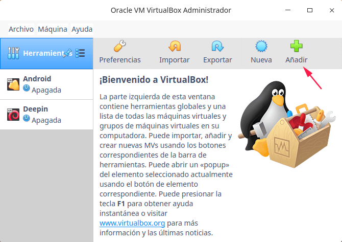 Opciones para nueva unidad en Virtualbox.