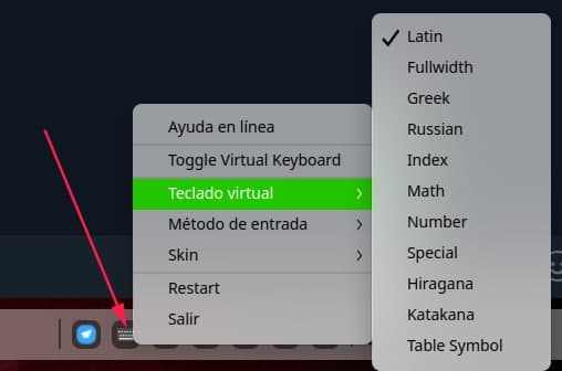 Opciones de teclado virtual