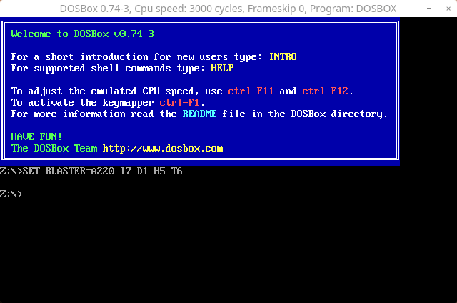 Interfaz de DOSBox