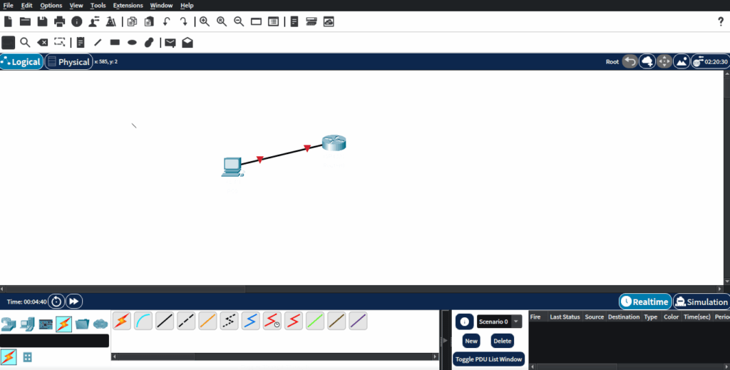 Interfaz de Cisco Packet Tracer en AppImage